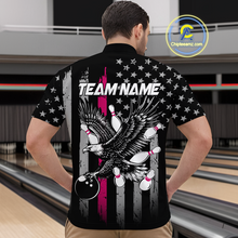 Load image into Gallery viewer, Custom Pink US Flag Eagle Bowling Jersey for Men Bowling Team Shirts Polo &amp; 1/4 Zip HNT119