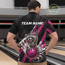 Load image into Gallery viewer, Custom Pink Raccoon Bowling Jersey for Men Bowling Team Shirts Bowling Polo &amp; 1/4 Zip HNT254