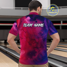 Load image into Gallery viewer, Blue and Pink Ink Bowling Shirts Custom for Women Men Team Bowling Jerseys MBL113