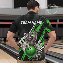 Load image into Gallery viewer, Custom Green Raccoon Bowling Jersey for Men Bowling Team Shirts Bowling Polo &amp; 1/4 Zip HNT254