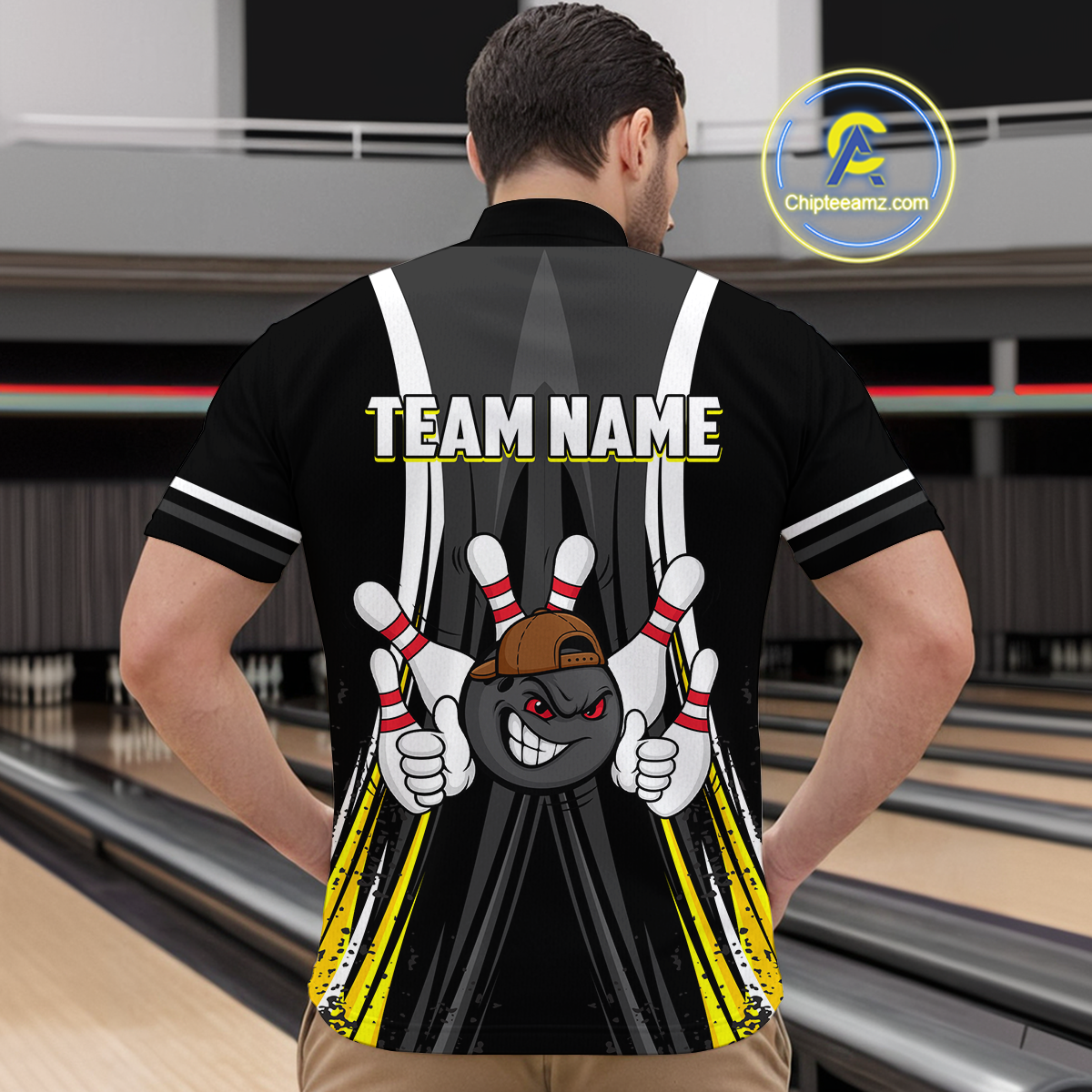 Custom Funny Bowling Men Shirts Bowling Uniform Polo & 1/4 Zip Bowling Team Jerseys HNT101