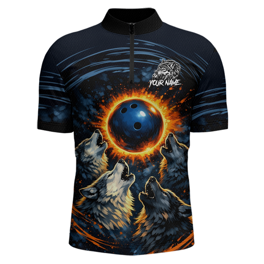 Wolf Bowling Jersey for Men Polo & 1/4 Zip Custom Wolf Bowling Team Shirts Bowling League HNT205