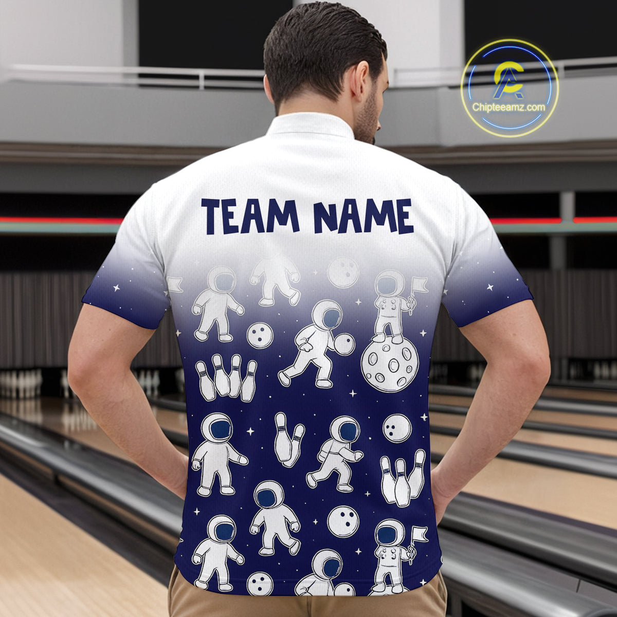 Astronaut Bowling Shirts for Men Women Team Bowling Polo & Quarter Zip Shirts MBL153