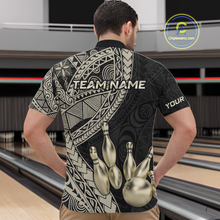 Load image into Gallery viewer, Black and Gold Tribal Pattern Bowling Jersey for Men Bowling Uniform Bowling Team Shirts HNT225
