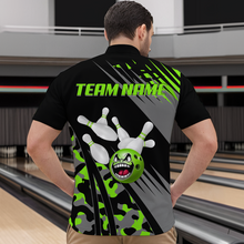 Load image into Gallery viewer, Personalized Green Crazy Bowling Shirt Quarter-Zip Bowling Jersey Bowling Outfit QZT609