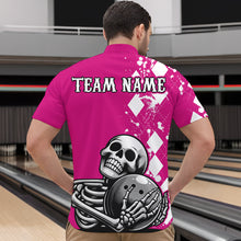 Load image into Gallery viewer, Skull Bowling Shirt for Men Custom Bowling Jersey Bowling 1/4 Zip Shirt QZT245
