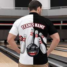 Load image into Gallery viewer, US Flag Bowling Shirt Funny Black &amp; White Bowling Jersey Men Quarter-Zip Performance Bowling Shirt QZT263