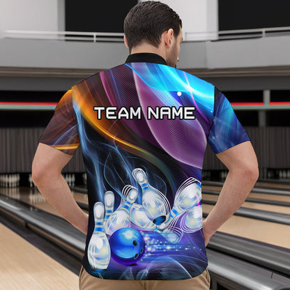 Custom Galaxy Bowling Jersey for Men Bowling Team Shirts Bowling Uniform Polo & 1/4 Zip HNT157