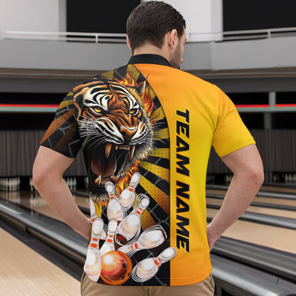 Yellow Tiger Bowling Custom Men Bowling Polo & Quarter-Zip Bowling Team Jerseys HNT44
