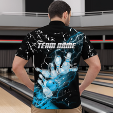 Load image into Gallery viewer, Custom Teal Lightning Bowling Shirts for Men Women Team Bowling Polo &amp; 1/4 Zip MBL80