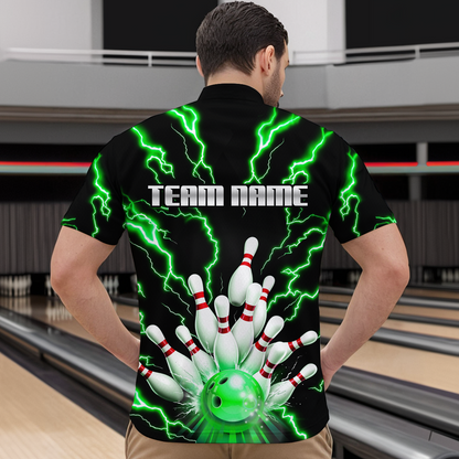 Thunder Lightning Green Bowling Shirt Custom Bowling Jersey for Men Women Team MBL66