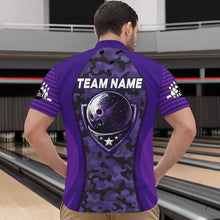Load image into Gallery viewer, Camo Bowling Jersey For Men Bowling Team Shirt Custom Bowling Quarter-Zip Shirt BDT327