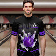 Load image into Gallery viewer, Custom Flame Bowling Jersey For Men Bowling Team Shirt League Bowling Quarter-Zip Shirt BDT303