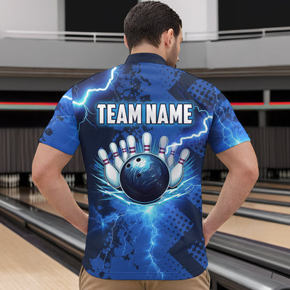 Thunder Lightning Bowling Shirt Blue Bowling Jersey Men Women Team Bowling Shirts MBL64