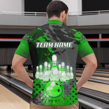 Load image into Gallery viewer, Fire Bowling Shirt Custom Green Bowling Jersey for Men Women with Team Name MBL63