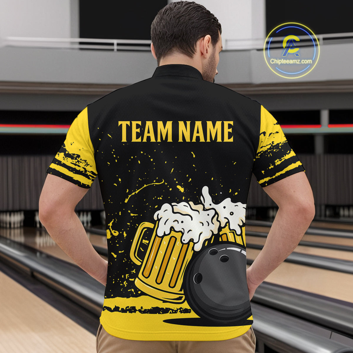 Custom Funny Beer Bowling Men Shirts Bowling Uniform Polo & 1/4 Zip Bowling Team Jerseys HNT98