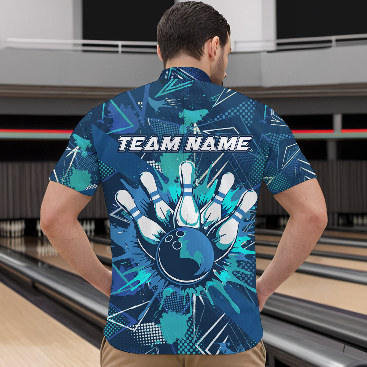 Blue Bowling Shirt Custom Bowling Jersey for Men & Women Flame Bowling Shirt for Bowlers MBL55