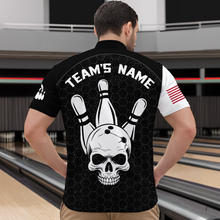 Load image into Gallery viewer, Custom Bowling 1/4-Zip Shirt for Men Women Skull Bowling Jersey Bowling Team League QZT47-4