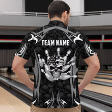 Load image into Gallery viewer, Skull Bowling Shirt for Men Personalized Patriotic Bowling Team Jersey Shirts Polo &amp; Quarter-Zip HNT32