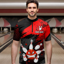 Load image into Gallery viewer, Red Bowling Shirt Custom Bowling Jersey Men Women Team Bowling Polo 1/4 Zip Shirt MBL56