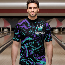 Load image into Gallery viewer, Purple Bowling Custom Men Bowling Shirt Polo &amp; Quarter-Zip Bowling Team Jerseys HNT48
