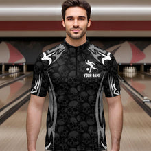 Load image into Gallery viewer, Skull Bowling Shirt for Men Personalized Patriotic Bowling Team Jersey Shirts Polo &amp; Quarter-Zip HNT32