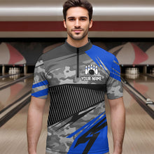Load image into Gallery viewer, Blue Camo Bowling Shirts for Women Men Custom Team Bowling Polo &amp; 1/4 Zip Shirt MBL61