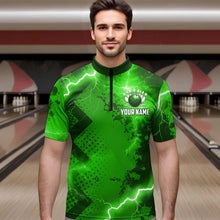 Load image into Gallery viewer, Thunder Lightning Bowling Shirt Green Bowling Jersey Men Women Team Bowling Shirts MBL64