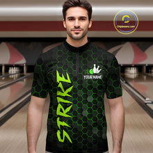 Load image into Gallery viewer, Custom Strike Green Bowling Men Bowling Shirt Polo &amp; Quarter-Zip Bowling Team Jerseys HNT79