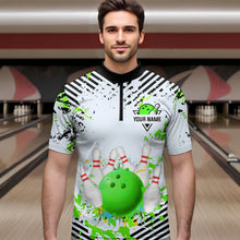 Load image into Gallery viewer, Green Bowling Shirts Custom Watercolor Bowling Jersey for Men Women with Team Name MBL53