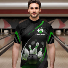 Load image into Gallery viewer, Green Bowling Shirts for Men Women Team Custom Bowling Polo &amp; Quarter Zip Shirt MBL71