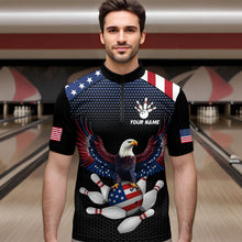 Load image into Gallery viewer, Custom Eagle Bowling Team Shirt American Bowling Quarter-Zip Jersey for Men Women QZT658