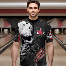 Load image into Gallery viewer, Custom Bowling Shirt for Men Skull Bowling Jersey Bowling Team League Quarter-Zip Shirt QZT47-3