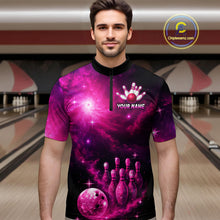 Load image into Gallery viewer, Custom Pink Galaxy Bowling Shirts for Women Men Bowling Jersey for Team Bowl Outfit MBL124