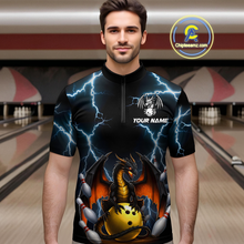 Load image into Gallery viewer, Dragon Thunder Bowling Custom Men Bowling Shirt Polo &amp; Quarter-Zip Bowling Team Jerseys HNT55
