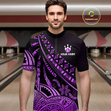 Load image into Gallery viewer, Purple Vintage Bowling Custom Men Bowling Shirt Polo &amp; Quarter-Zip Bowling Team Jerseys HNT69