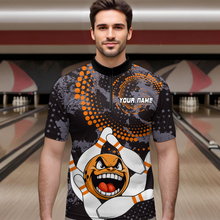 Load image into Gallery viewer, Orange Camo Bowling Shirt Funny Bowling Team Jersey for Men Quarter-Zip Bowling Shirt QZT255