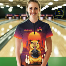 Load image into Gallery viewer, Custom Retro Capybara Bowling Jersey for Women Bowling Team Shirts Bowling Polo &amp; 1/4 Zip HNT260