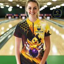 Load image into Gallery viewer, Custom Funny Duck Bowling Team Shirt for Women Yellow Bowling League Jersey Polo &amp; 1/4 Bowling Outfit  QZT958