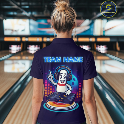 Funny Bowling Pins Music Shirt Custom Neon Bowling Jersey for Women Polo & 1/4 Zip Bowling Gift QZT790