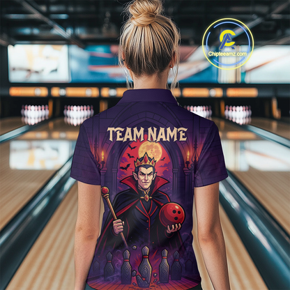 Custom Vampire Bowling Team Shirt Polo & Quarter-Zip Bowling League Jersey for Women Outfit QZT752