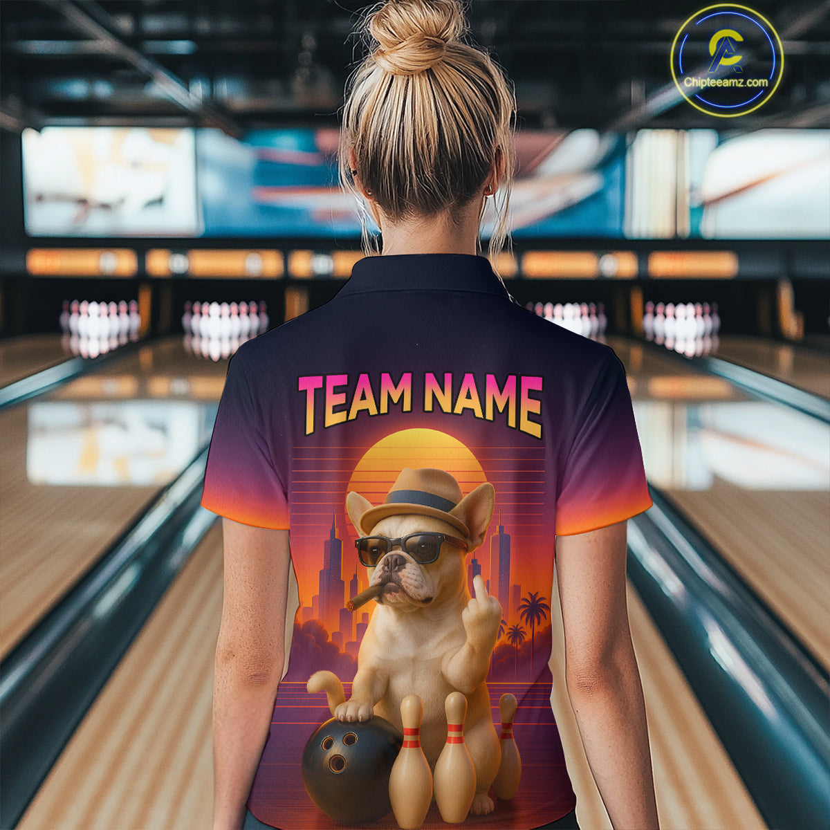 Custom Funny Dog Bowling Jersey for Women Bowling Uniform Polo & 1/4 Zip Bowling Team Shirts HNT135