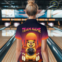Load image into Gallery viewer, Custom Retro Capybara Bowling Jersey for Women Bowling Team Shirts Bowling Polo &amp; 1/4 Zip HNT260