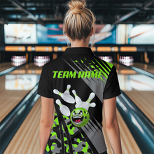 Load image into Gallery viewer, Personalized Green Crazy Bowling Shirt Quarter-Zip Bowling Jersey Bowling Outfit QZT609