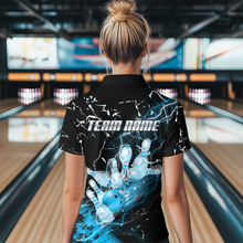 Load image into Gallery viewer, Custom Teal Lightning Bowling Shirts for Men Women Team Bowling Polo &amp; 1/4 Zip MBL80