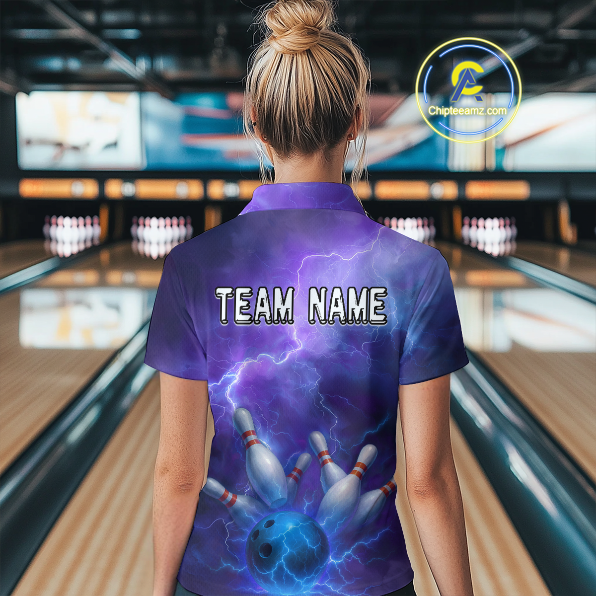 Custom Purple Lightning Bowling Shirts for Men Women Team MBL157