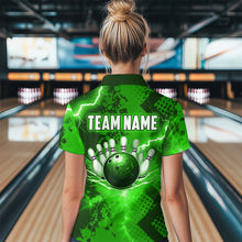 Load image into Gallery viewer, Thunder Lightning Bowling Shirt Green Bowling Jersey Men Women Team Bowling Shirts MBL64