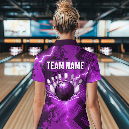 Thunder Lightning Bowling Shirt Purple Bowling Jersey Men Women Team Bowling Shirts MBL64