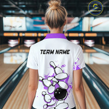 Load image into Gallery viewer, Purple Vintage Bowling Custom Women Bowling Shirt Polo &amp; Quarter-Zip Bowling Team Jerseys HNT68