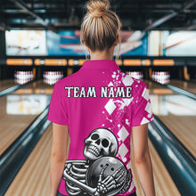 Load image into Gallery viewer, Skull Bowling Shirt for Women Custom Bowling Jersey Bowling 1/4 Zip Shirt QZT245